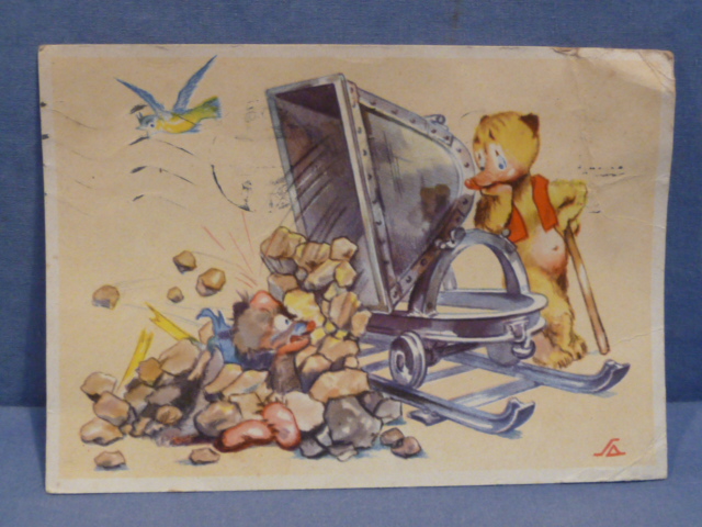 Original WWII German Humorous Postcard, 1943 Feldpost