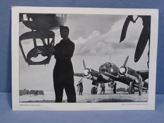 Original WWII German Military Themed Print, Ground Staff Get Ready
