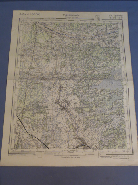Original WWII German Military Service Map, Bol. Ugorody Russia