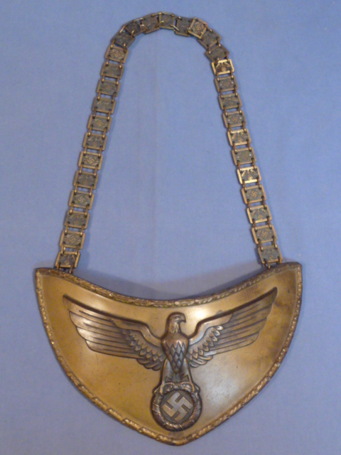 HOLD! Original Nazi Era German NSDAP Political Leader Flag Bearer's Gorget w/Chain