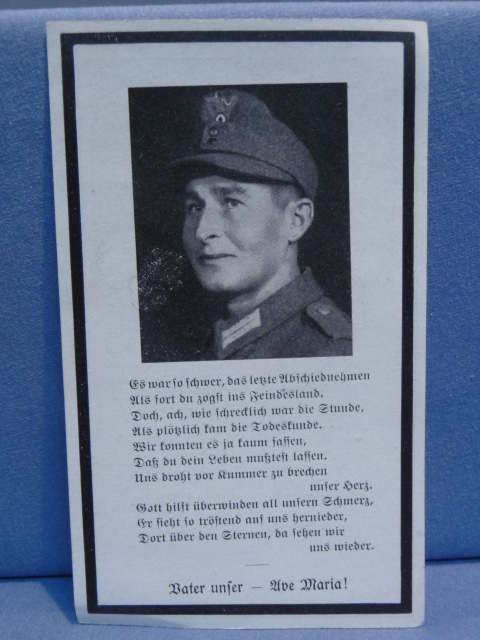 Original WWII German Remembrance Card, Gebirgsjger Soldier