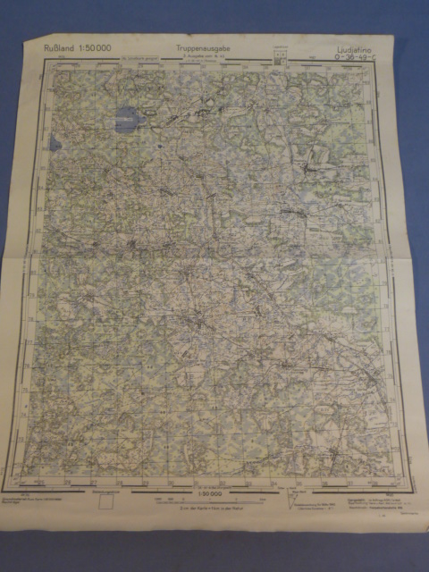 Original WWII German Military Service Map, Ljudjatino Russia