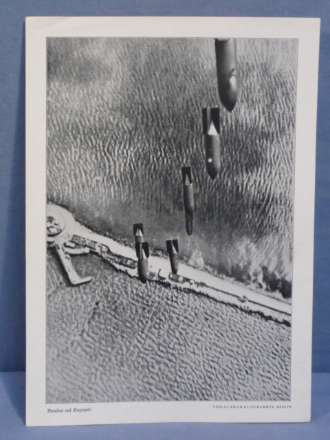 Original WWII German Military Themed Print, Bombs on England!