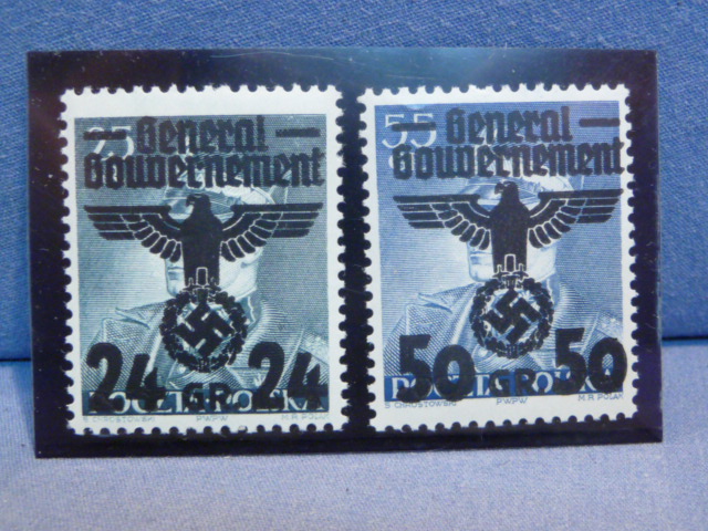 Original Nazi Era German Postage Stamp Set, General Government