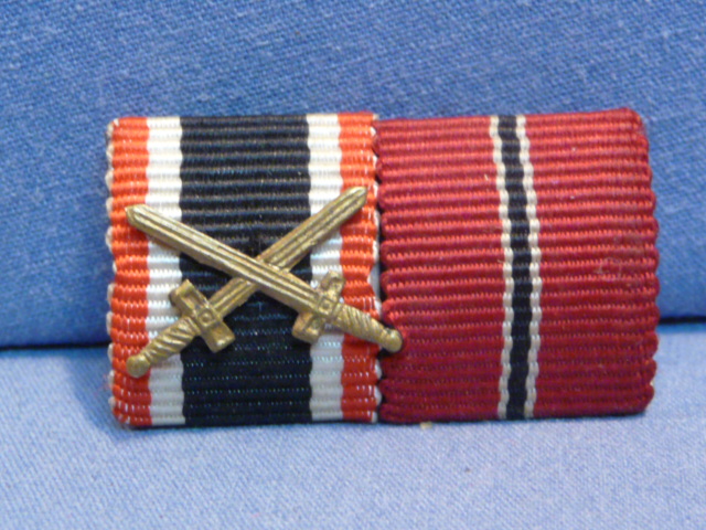 Original WWII German Two-Position Ribbon Bar, War Merit Cross