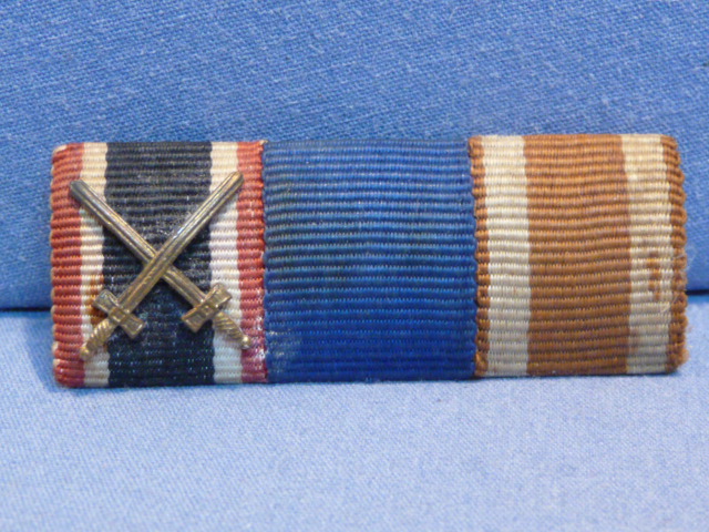 Original WWII German 3 Position Ribbon Bar, War Merit Cross w/Swords