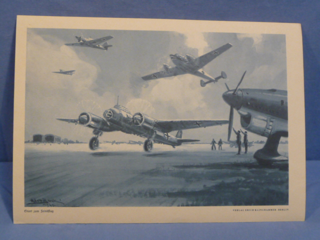 Original WWII German Military Themed Print, Start of the Enemy Flight