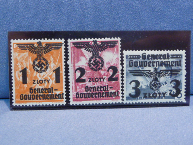 Original Nazi Era German Postage Stamp Set, General Government Polish ZLOTY