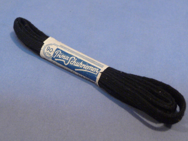Original WWII German BLACK 90cm Shoe Laces with Paper Label, Pair