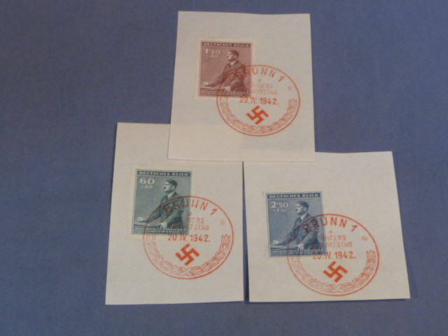 Original WWII German Commemorative Stamp Set, Hitler's Birthday 1942