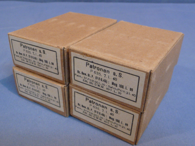 Original WWII German Cardboard 8mm Ammunition Boxes, Set of 4