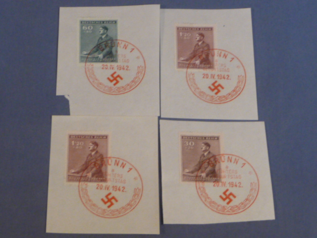 Original WWII German Commemorative Stamp Set, Hitler's Birthday 1942