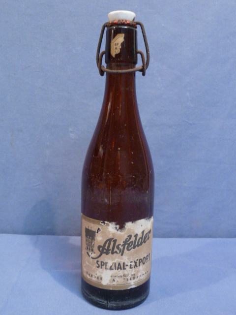 Original WWII Era German Alsfelder Beer Bottle w/Paper Labels, SPEZIAL-EXPORT