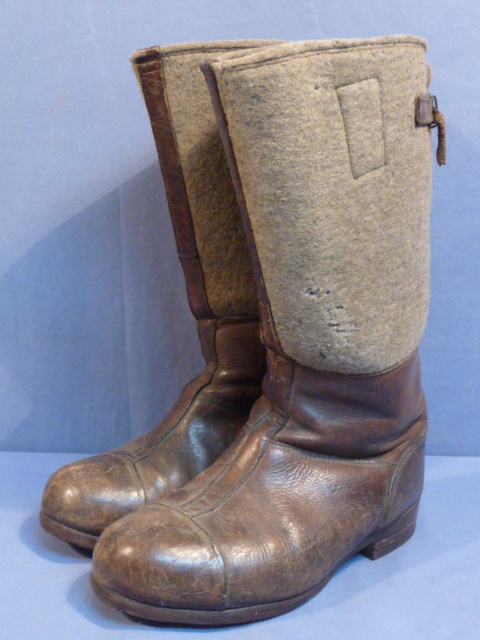 Original WWII German Felt and Leather Winter Boots, Pair