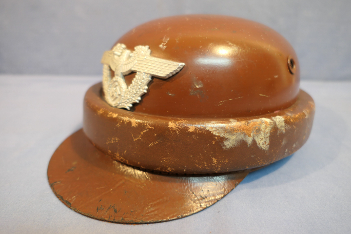 HOLD! Original Nazi Era German Motorized Gendarmerie Personnel's Motorcycle Crash Helmet