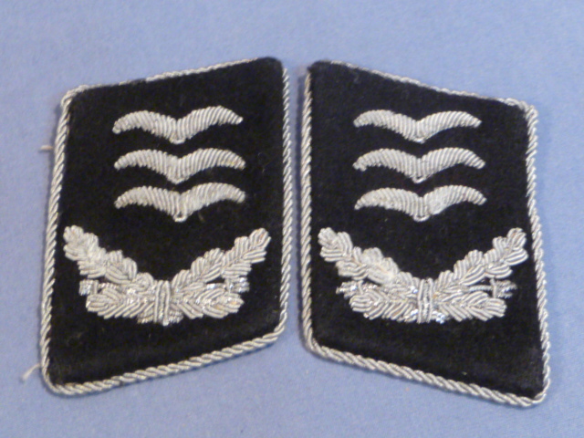 Original WWII German Luftwaffe Construction Hauptmann Collar Tabs, Pair