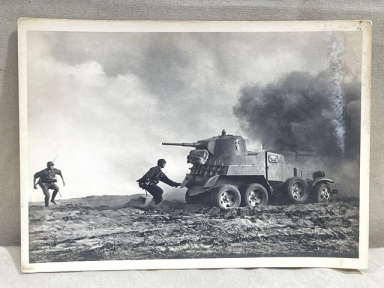 Original WWII German Our Waffen-SS Series Photo Postcard, Man Against Soviet Armor