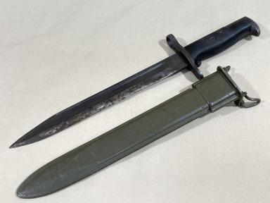 Original WWII US M1 Garand Bayonet and Scabbard, SA Cut-Down 1922