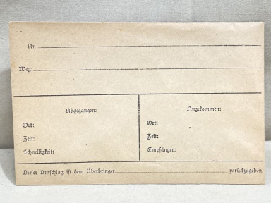 Original WWII Era German Courier Envelope, Time Sensitive