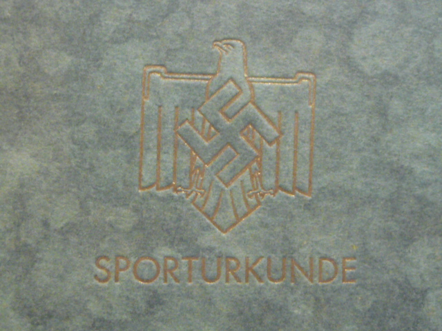 Original 1938 German RLB Sports Award Document, Swimming Race