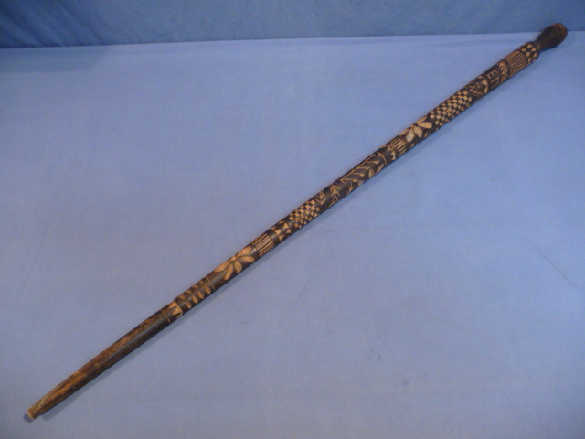 Original WWII German Officer's Hand Carved Walking Stick, Smolensk 1943