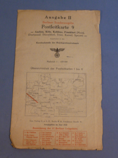 Original 1938 German Postal Map, Berlin Special Edition