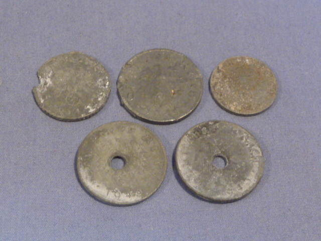 Original Nazi Era German DAMAGED Reichspfennig Coins, Set of 5