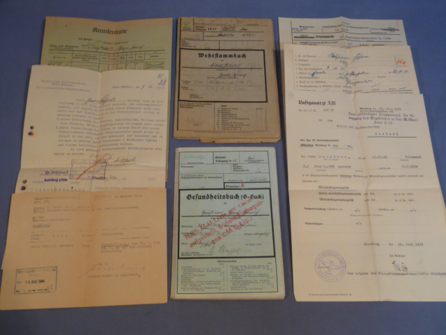 Original WWII German Luftwaffe Soldier's Wehrstammbuch, G-Buch and Documents Set