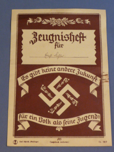 Original Nazi Era German Hitler Youth Certificate