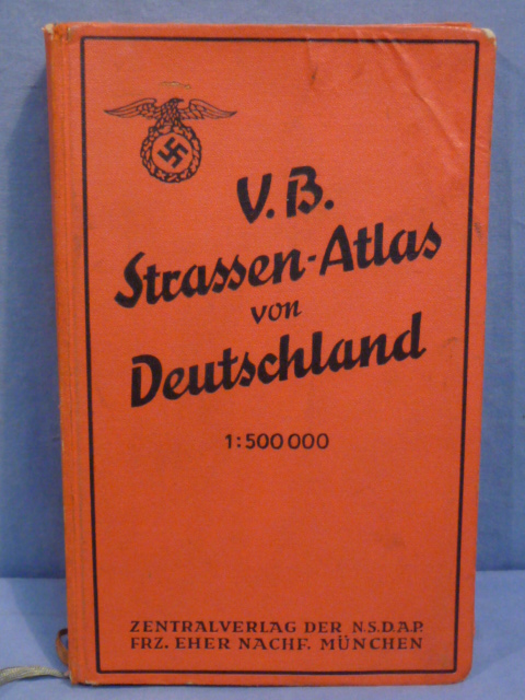 Original 1937 German Volkischer Beobachter Road Atlas of Germany Book, V.B. Strassen Atlas