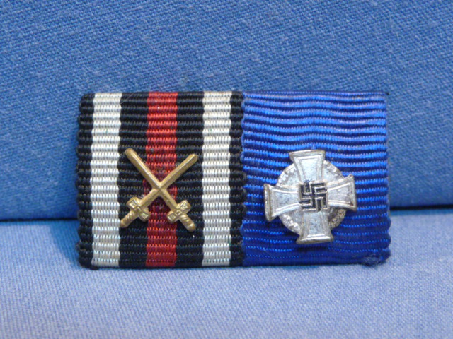 Original Nazi Era German 2-Position Ribbon Bar, Hindenburg Cross