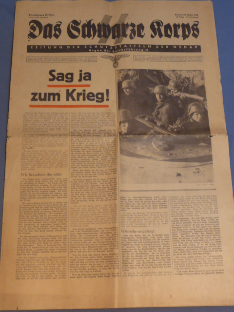 Original WWII German SS Newspaper Das Schwarze Korps, March 23rd 1944