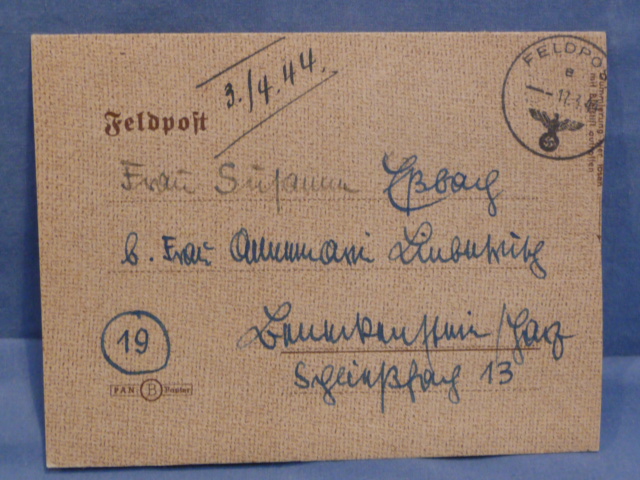 Original WWII German Feldpost Letter/Envelope with 1943 Calendar
