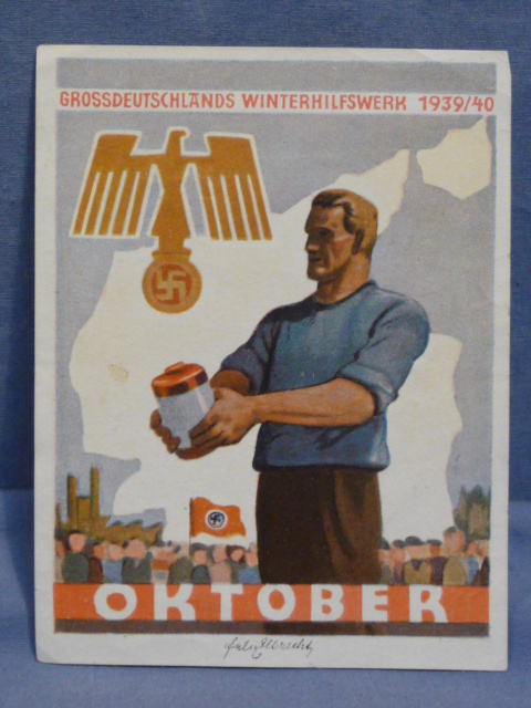 Original WWII German Winter Help Work 1939/40 Card, Grossdeutschlands Winterhilfswerk