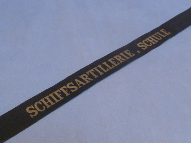 Original WWII German Kriegsmarine Donald Duck Cap Talley, SCHIFFSARTILLERIE SCHULE