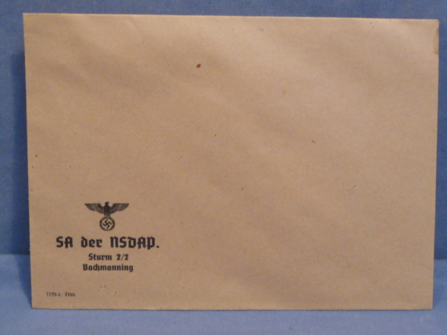 Original Nazi Era German Unused Envelope, SA der NSDAP