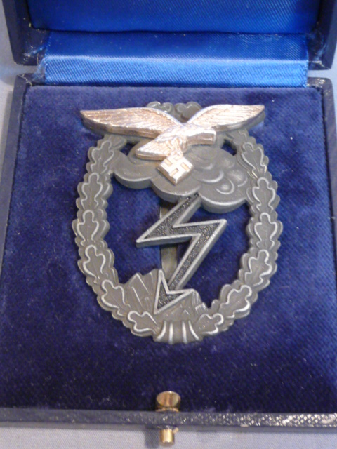 Original WWII German Luftwaffe Ground Assault Badge (Maker Marked) with Repro Case
