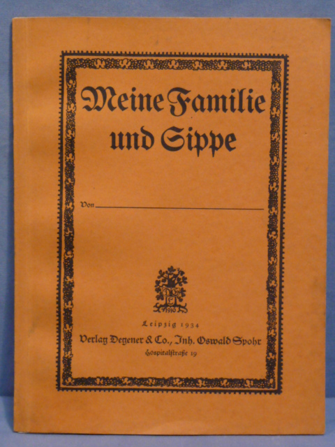 Original 1934 German My Family and Clan Book, Meine Familie und Sippe