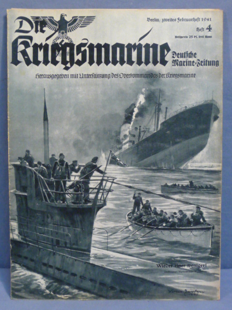 Original WWII German Die Kriegsmarine Magazine, February 1942