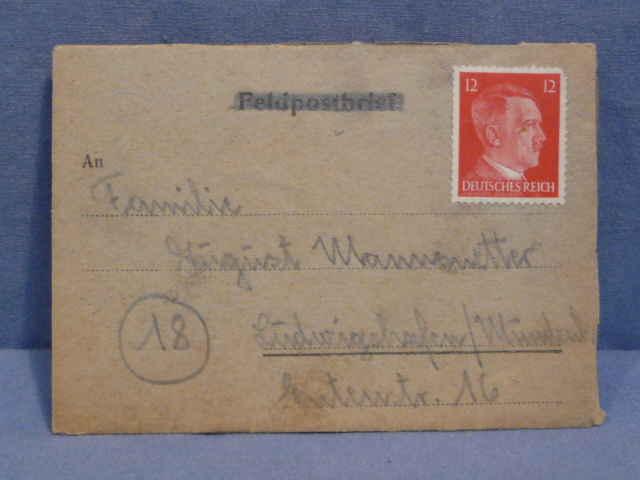 Original WWII German Letter Mailed with a Feldpostbrief Form, 1944