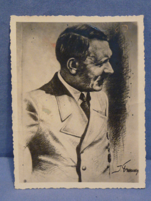 Original Nazi Era German Adolf Hitler Small Illustration Print