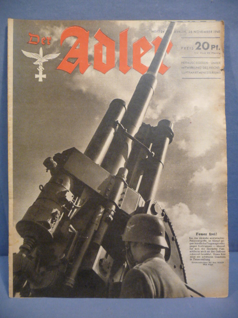 Original Pre-WWII German Luftwaffe Magazine Der Adler, November 1941