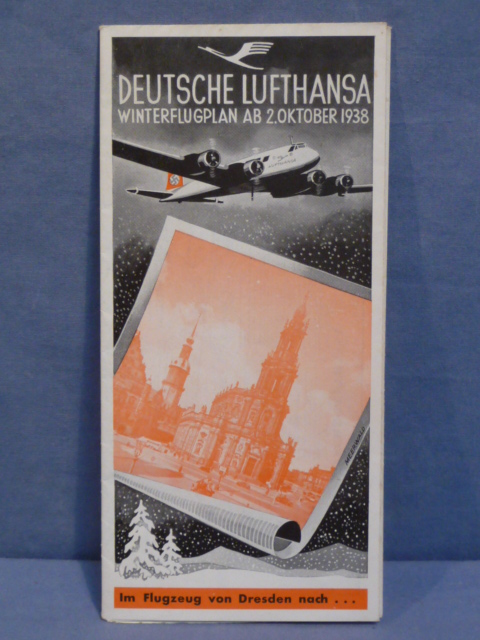 Original 1938 German Lufthansa Winter Flight Schedule as of October 2nd, Winterflugplan