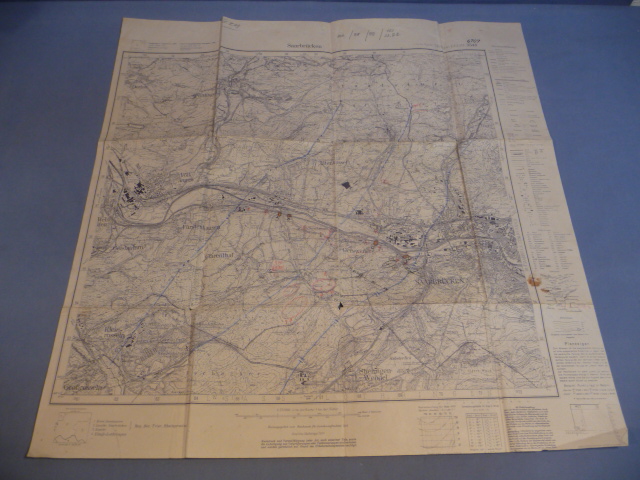Original WWII German Military Map of Saarbr�cken Germany, Unit Marked