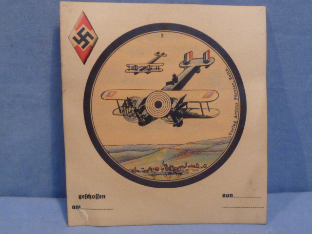 Original Nazi Era German Hitler Youth (HJ) Paper Rifle Target, Airplane