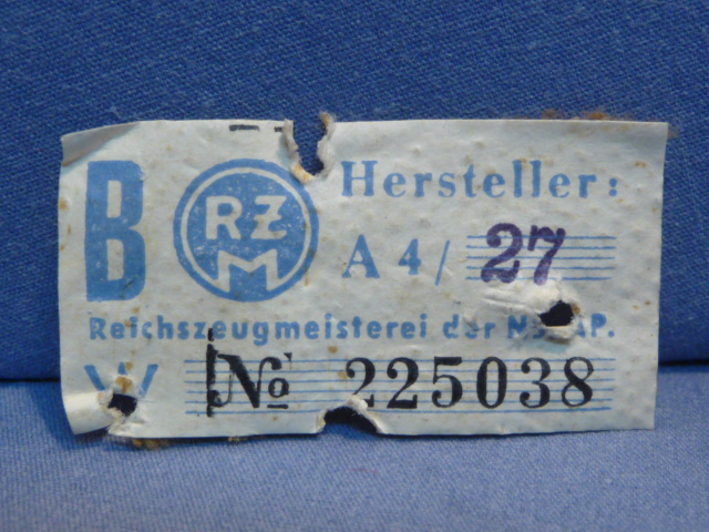 Original Nazi Era German NSDAP Leader's Collar Tab RZM Tag