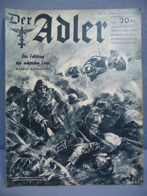 Original Pre-WWII German Luftwaffe Magazine Der Adler, October 1939