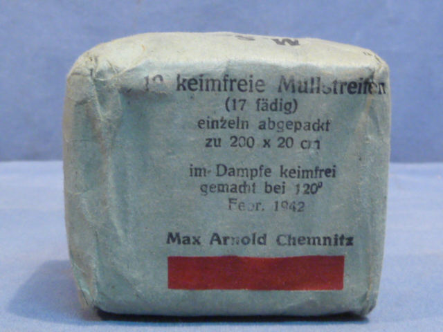 Original WWII German Medical Item, 10 keimfreie Mullstreifen (Germ-Free Gauze Strips)
