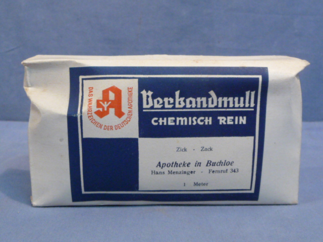 Original WWII German Medical Kit Packet of Gauze, Verbandmull
