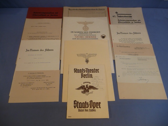 Original Nazi Era German NSDSTB Ring & Document Grouping to GEORG BERNER